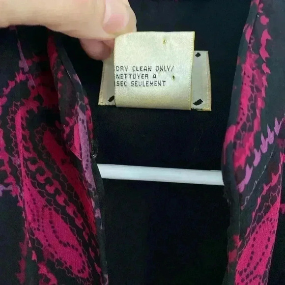 VTG Y2K 100% Silk Blouse Black Pink M Medium Whimsygoth Fairycore Goth Babydoll - Picture 3 of 11